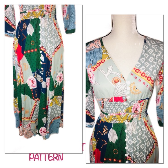 •HP! LAST 1!  Boho Chiffon Patchwork Maxi Dress• - Picture 4 of 8